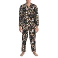thumbnail image 3 of Lsque Floral Insects Pattern Long Sleeve Pajama Set for Men - Soft 2-Piece Sleepwear and Loungewear Set with Pockets, Comfy Nightwear-Small, 3 of 7
