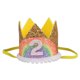 thumbnail image 1 of EeaseMX Adorables sombreros de cumpleaños para bebé, corona de arcoíris, diadema, suministros para fiestas, accesorios para fotos (dorado y arcoíris, encaje blanco, 2 estilos), 1 of 7