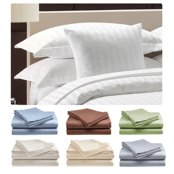 400 Thread Count Cotton Sheets, 4 Piece King Sheet Set for King Size Bed, 15" Deep Pocket