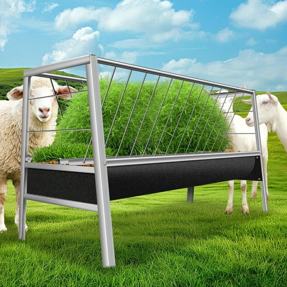 Stainless Steel Pasture Feeder, Easy to Assemble and Carry, 77-Gallon Capacity Pasture Feeder for Farms, Sheep Sheds