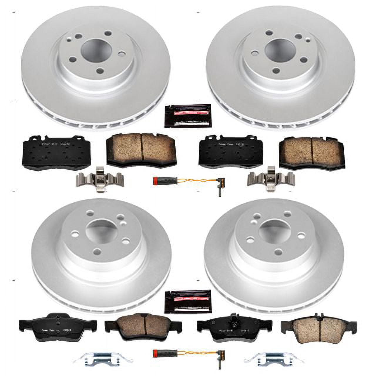 PowerStop Front and Rear Geomet Coated Brake Rotor and Pad Kit Fits: MERCEDES-BENZ Select Models CRK6753