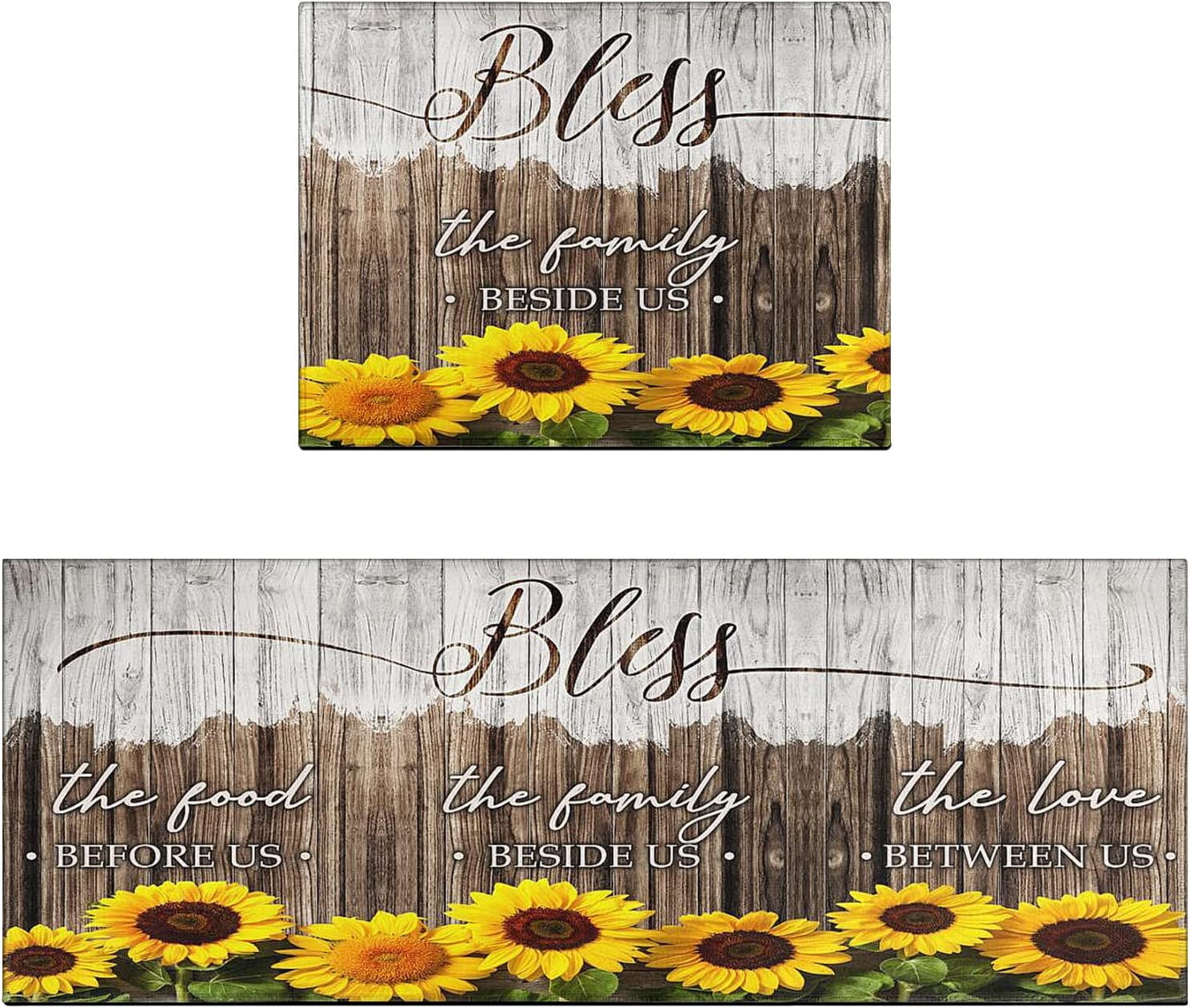 Sunflower Kitchen Rugs NonSlip Kitchen Mat Set of 2 Washable Kitchen
