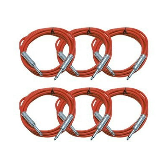 Seismic Audio SASTSX-10 - Audio cable - mono jack male to mono jack male - 3 m - shielded - red (pack of 6)