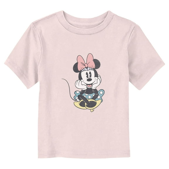 Toddler's Mickey & Friends Distressed Retro Minnie Sitting  Graphic Tee Light Pink 5T