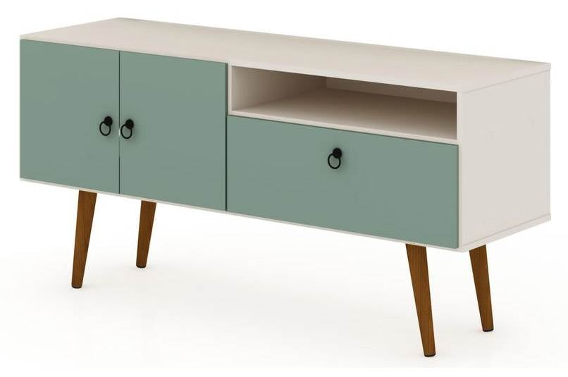 Manhattan Comfort Tribeca 53.94 TV StandColorOff White and Green Mint