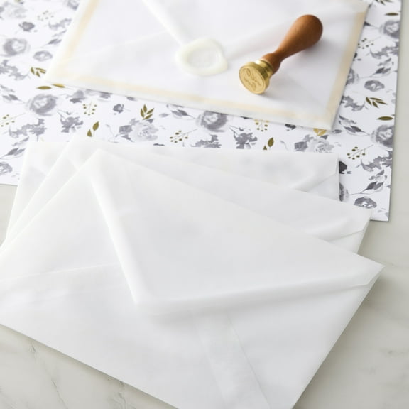 White Vellum Envelopes by Recollections – 5.25" x 7.25" Translucent Glue-Seal Stationery for Invitations & Handmade Cards - 113 GSM - 12 Pack