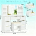 thumbnail image 2 of Zimtown Lighted Makeup Vanity Desk with Mirror and Charging Station, Vanity Table with 7 Drawers & 4 Storage Shelves for Dressing Room Bedroom, White, 2 of 9