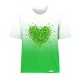 thumbnail image 4 of Puntoco Liquidación de blusas cortas para mujer, moda informal para mujer, estampado de amor de San Valentín con degradado, jersey de cuello redondo, top de manga corta, 4 of 4