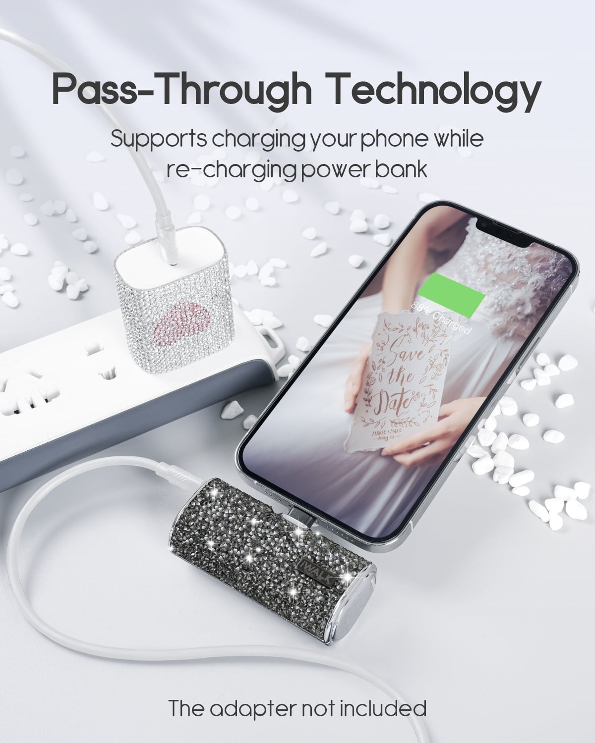 iWALK Small Portable Charger Power Bank 4500mAh Shiny Battery Pack, Compatible with iphone 14/14 Plus/13/12