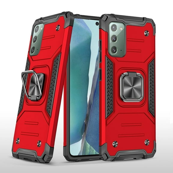 For Samsung Galaxy Note 20 Armor Hybrid with Ring Stand Holder Kickstand Shockproof Heavy-Duty Durable Rugged 2in2 Cover ,Xpm Phone Case [ Red ]