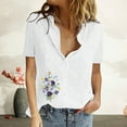 thumbnail image 2 of IROINNID Summer Tops For Women Under $10 Lapel Neck Short Sleeve Print Short Sleeves Tops, 2 of 8