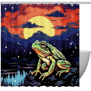 Cute Frogs Shower Curtain Bathroom Decor Waterproof Fabric Shower Curtains  with Hooks 60x72 Inch