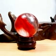 thumbnail image 3 of K-KED 70mm Big Natural Red Smelting Healing Quartz Stone Ball Crystal Sphere W/ Stand, 3 of 9