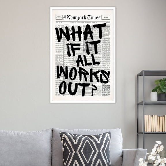 Appoft Retro Black And White Newspaper Poster What If It All Works Out Canvas Wall Art Positive Affirming Quote Minimalist Prints Painting For Home Bedroom Dorm Wall Decor 8x12in Unframed