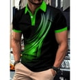 thumbnail image 3 of Fnnxeal Mens Polo Shirts Summer Collared Short Sleeve Button Graphic Casual Polo Green Shirts for Men Size 2XL, 3 of 7