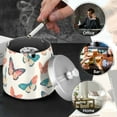 thumbnail image 4 of Yayeee Ashtray with Lid for Cigarette Smokeless Stainless Steel Home Ash Holder, Colorful Butterflies, 4 of 7