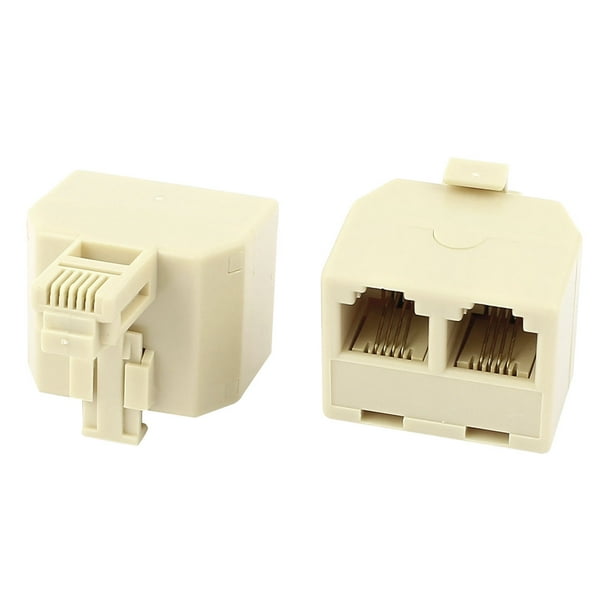 2pcs Rj11 6p4c Double Holes Female Female Telephone Cable Inline 