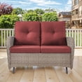 thumbnail image 5 of Gymojoy Outdoor 2-Person Wicker Rocking Bench,Patio Glider Porch Loveseat 2 Seater Couch Sofa with Cushions for Backyard,Porch,Balcony, 5 of 7