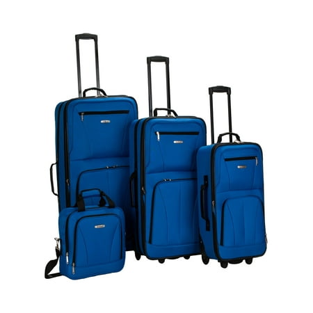 Rockland Journey 4pc Softside Checked Luggage Set - Blue