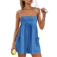 thumbnail image 2 of HKYNLAG Women Casual Strappy Romper Summer Spaghetti Strap Jumpsuits Sleeveless One Piece Overalls with Pockets Royal Blue XL, 2 of 6