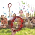 thumbnail image 3 of Tambourine de 10 Pouces pour Adultes, Son de Grelot Agréable, Anneaux de Cloche Rouges à Manivelle, Cloche en Bois et Métal, Instruments de Percussion, Fournitures pour la Maison, l'École et les Fêtes, Rangée Simple, Tambourine en Bois, 3 of 6