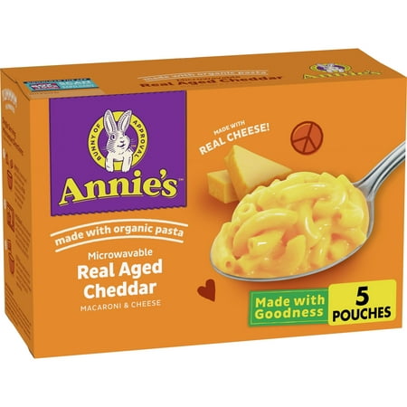 Annie’s Real Aged Cheddar Microwave Mac & Cheese with Organic Pasta, 5 Ct, 2.15 OZ Packets