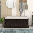 thumbnail image 2 of Storage Bench Entryway Bench with Adjustable Shelves, Shoe Cabinet with 4 Doors and Removable Cushion for Entryway, Hallway, Living Room(Espresso), 2 of 7