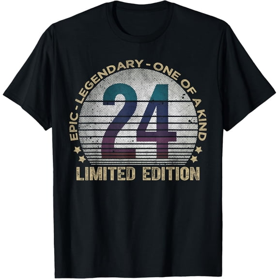 24 Year Old Gifts Limited Edition Vintage 24th Birthday T-ShirtMen and women, Black T-shirt, size: Extra large
