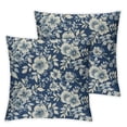 thumbnail image 2 of Nawypu Spring Flower Pillow Covers Chinoiserie Navy Blue Floral Farmhouse Decor Throw Pillows Case for Couch Seasonal Pillowcase Outdoor Decorative Cushion Case for Sofa Bed Decorations Set of 2 White, 2 of 6