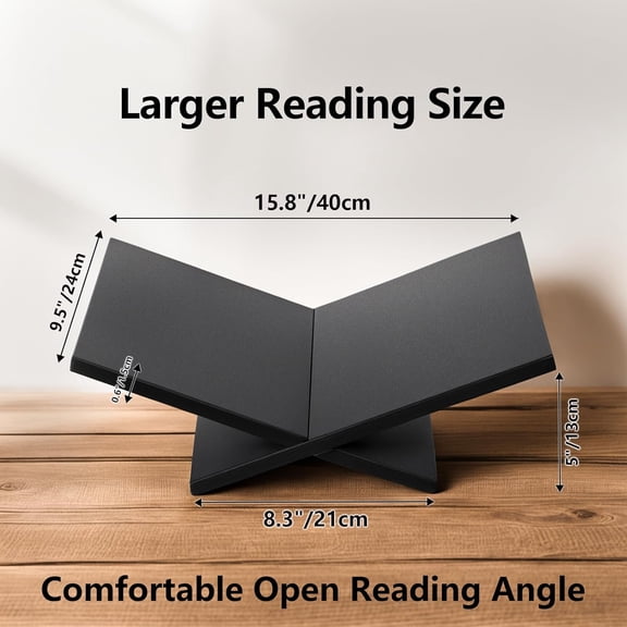 Black Wooden Open Display Stand - Multi-Use Holder for Books, Magazines, Cookbooks & Art