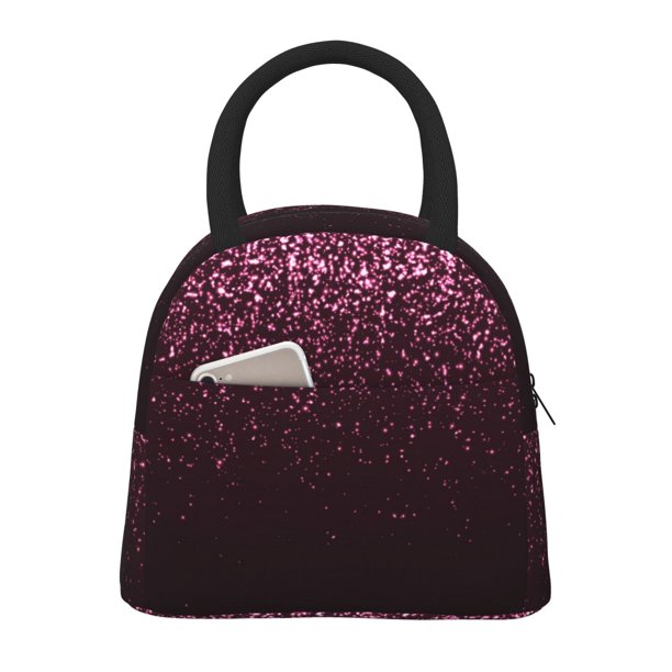 Easygdp Pink Glitter Sparkles A Bolsa de Almuerzo Insulada Grande, Forro de Aluminio, Diseño Espacioso, a Prueba de Fugas, Ideal para Trabajo, Picnics, Viajes y Actividades al Aire Libre