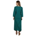 thumbnail image 4 of Moomaya Solid Long Kurti For Women Cotton Tunic 3/4 Sleeve Ethnic Formal Kurta w/ Pockets, 4 of 7
