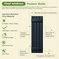 thumbnail image 4 of Demi Bonn Exterior Window Shutters - Two horizontal bars, Weather-Resistant Polypropylene, Easy DIY Install - Louver Shutters for Windows Outside, Vinyl, Brick, 14"W*39" H, Blue, 4 of 8