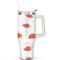 thumbnail image 2 of Strawberry Cute 40 Oz Tumbler with Handle Lid and Straw, Stainless Steel Double Walled Vacuum Insulated Cup, Cute Anniversary Wedding Birthday Gifts Tumbler for Women Men Friends Outdoor Indoor, 2 of 7