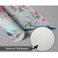 thumbnail image 6 of S4Sassy Removable Nature-Inspired Waterproof Wall Wrap, Textured Finish Wallcover, Bird & Flower Contact Paper For Walls, Cabinets, Dresser, Self Adhesive Vinyl Wallpaper Roll - Blue (25"X60"), 6 of 9