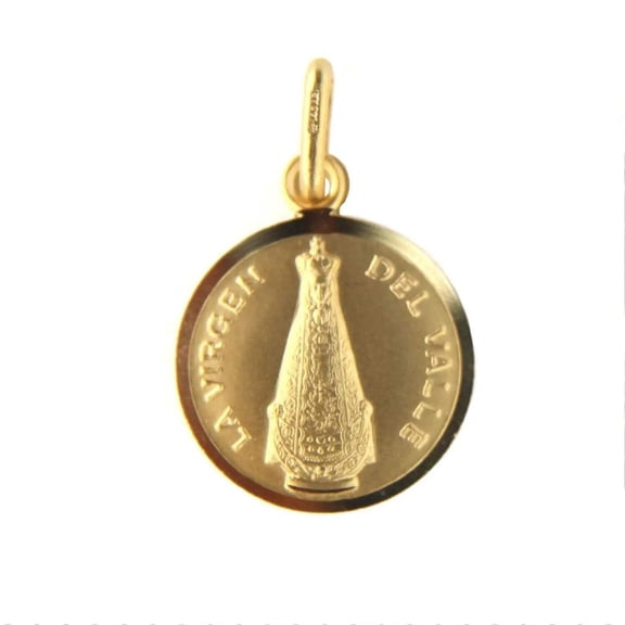18k Solid Yellow Gold Virgin of the Valley Medal 15mm
