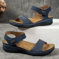 thumbnail image 5 of Orthopedic Sandals for Women Open Toe Rhinestone Band Slingabck Platform Wedges Breathable Footbed Arch Support Antislip Walking Shoes Blue Size 5.5, 5 of 6