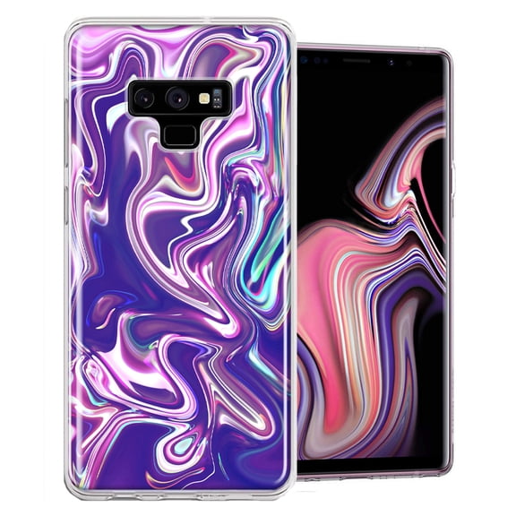 MUNDAZE For Samsung Galaxy Note 9 Purple Paint Swirl Design Double Layer Phone Case Cover