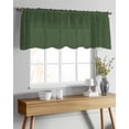 thumbnail image 4 of Solid Dark Green Valance Curtains for Kitchen/Living Room/Bathroom/Bedroom Window, Retro Minimalism Abstract Denim Texture Rod Pocket Small Topper Half Short Window Curtains Sheer Scarf 54"x18", 4 of 8