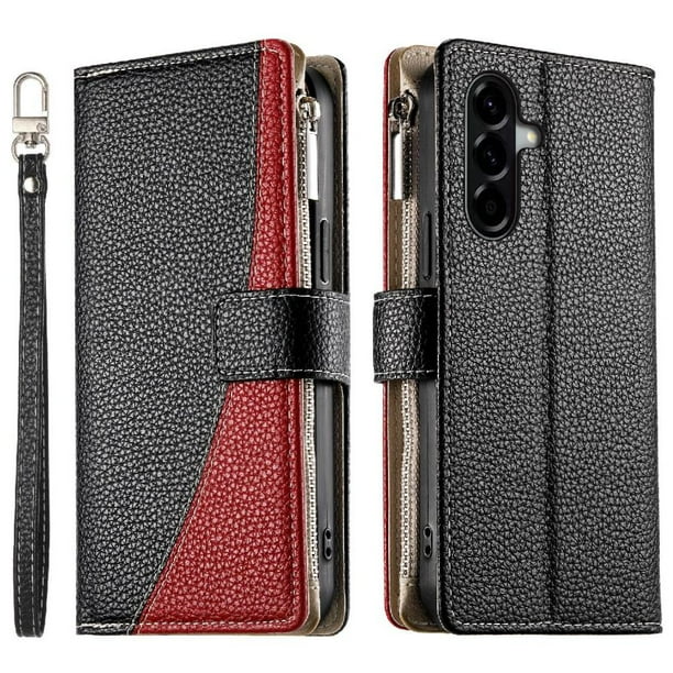 Funda cartera GANGXUN para Samsung Galaxy A56 , cuero PU con tarjetero, cremallera, correa de mano, soporte y protección 463°