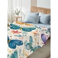 thumbnail image 4 of Spring Butterflies King Size Flat Sheet, Wrinkleproof & Fadeproof Cooling Flat Bed Sheet Only, Summer Countryside Leaf Flowers Breathable Soft Bedding Top Sheets 105 x 98 Inches, 4 of 8