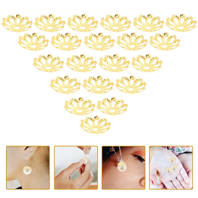 WASHWEPE 1200Pcs Diy Beads Caps Golden Metal for Jewellery Making Supplies
