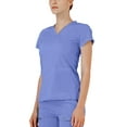 thumbnail image 2 of Adar Scrub Set for Women - Curved V-Neck Scrub Top & Tapered Drawstring Scrub Pants - 4402 - CBL - M Ceil Blue, 2 of 7