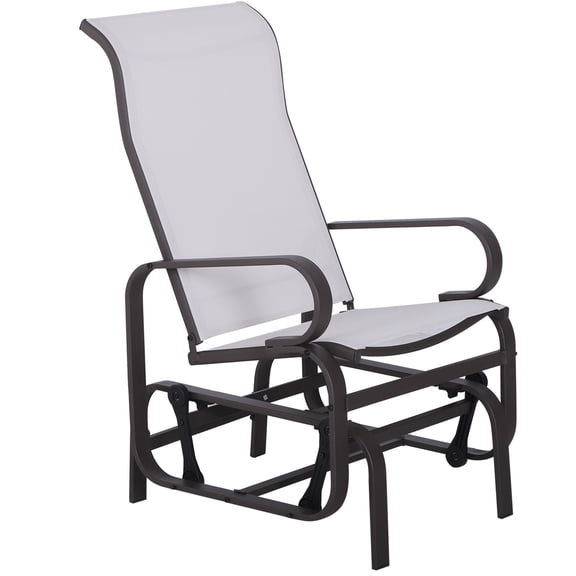 JERFIT Outdoor Patio Glider Chair with High Back Support, 352lb Capacity All-Weather Beige Steel Rocking Chair for Garden, Deck, Porch