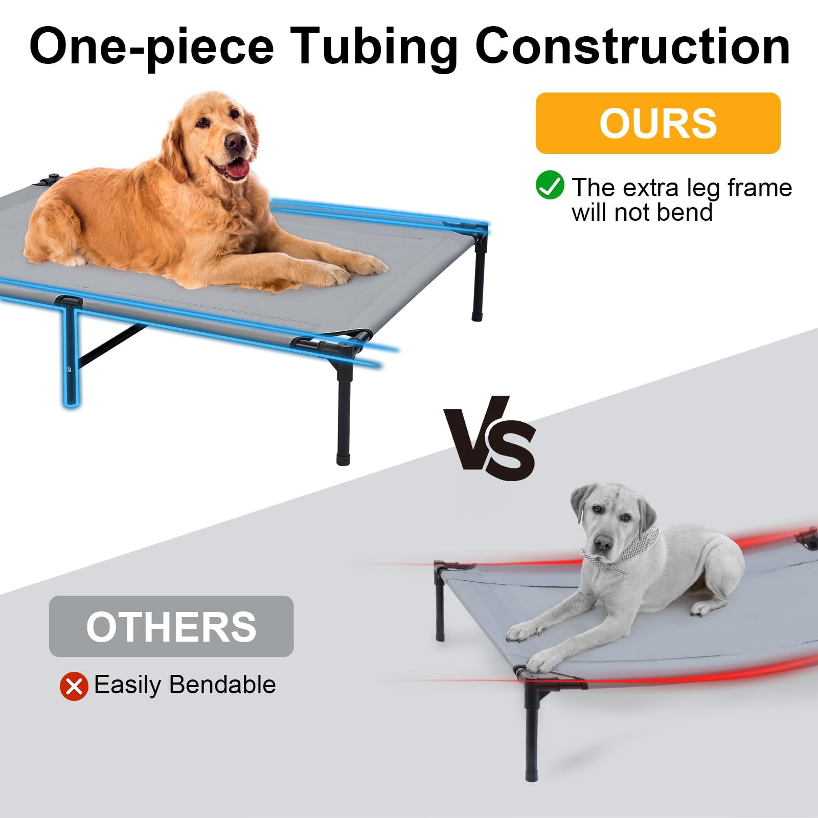 48'' Outdoor Elevated Dog Bed With Pillow  Raised Dogs Six Support Feet Breathable Beds Medium Large Size Pet Hammock 4 Ice Pack(x-large)