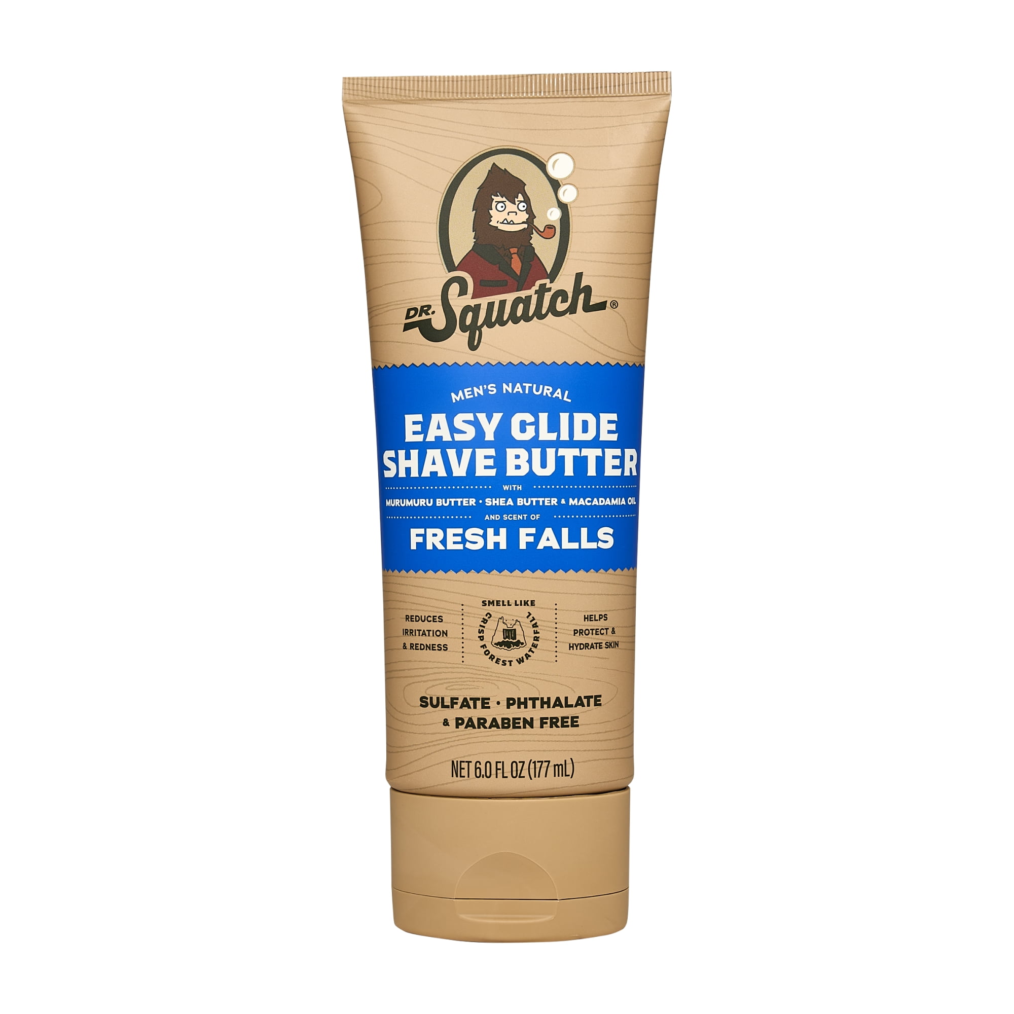Dr. Squatch Mens Moisturizing Shave Butter, Easy Glide Natural Thick & Creamy Shaving Butter for Men, Fresh Falls, 6 fl Oz