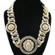 thumbnail image 1 of Gold Lion Head Gold Chain Head Bib Necklace Pendant Lion Choker Jewelry, 1 of 3