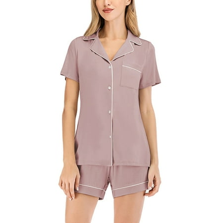 

Beiwei Ladies Casual Solid Color Nightwear Suit Sleep Mini Pajamas Set Women Lounge Pjs Home Clothes