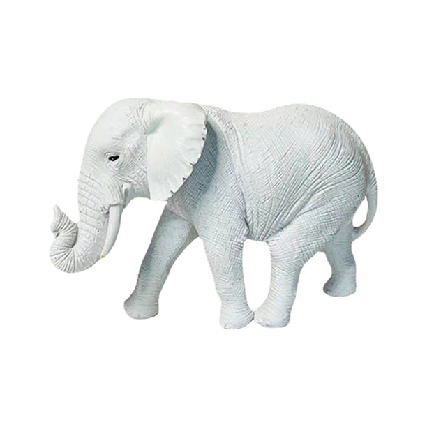 Estatua de elefante de mesa, figura de elefante, arte moderno, adorno coleccionable de elefante Blanco