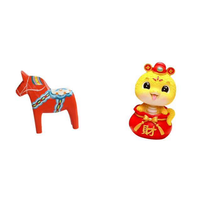 Figura de escritorio,Estatua de caballo Dala tradicional sueca,artesanía,Figura creativa de caballo de Dalecarlian,Estatua de serpiente china,Estatua de serpiente para decoración del